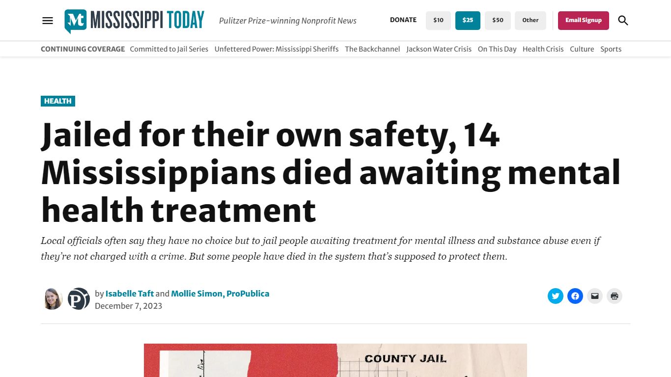 14 Mississippians have died in jail awaiting mental health treatment ...