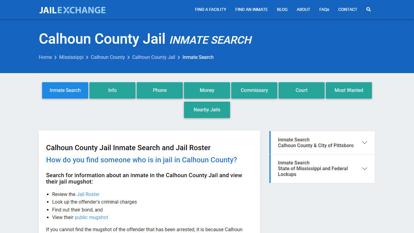 Inmate Search: Roster & Mugshots - Calhoun County Jail, MS